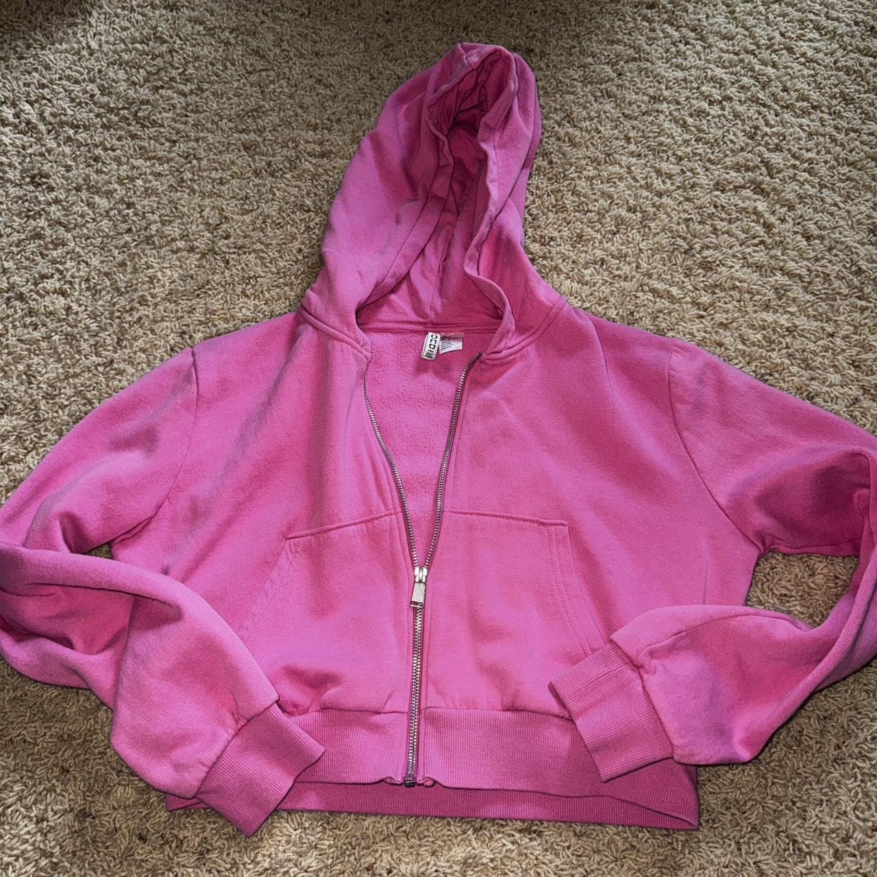 divided h&m cropped bubblegum pink sweatshirt size L - Depop