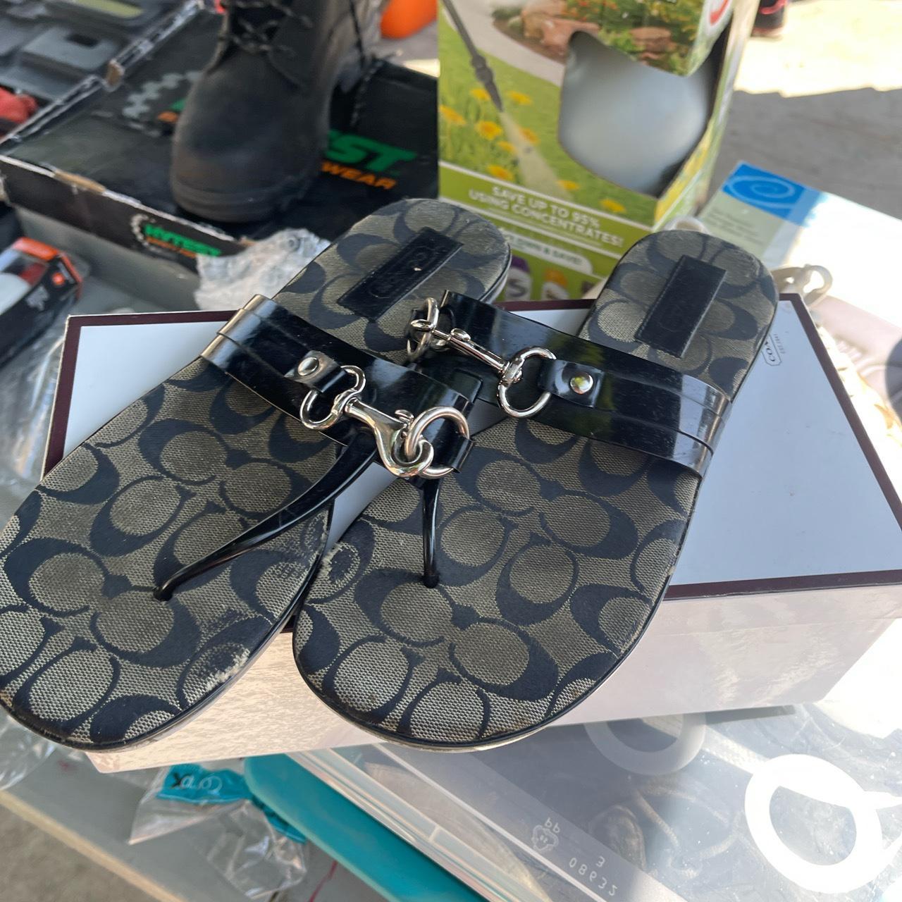 Coach black thong online sandals