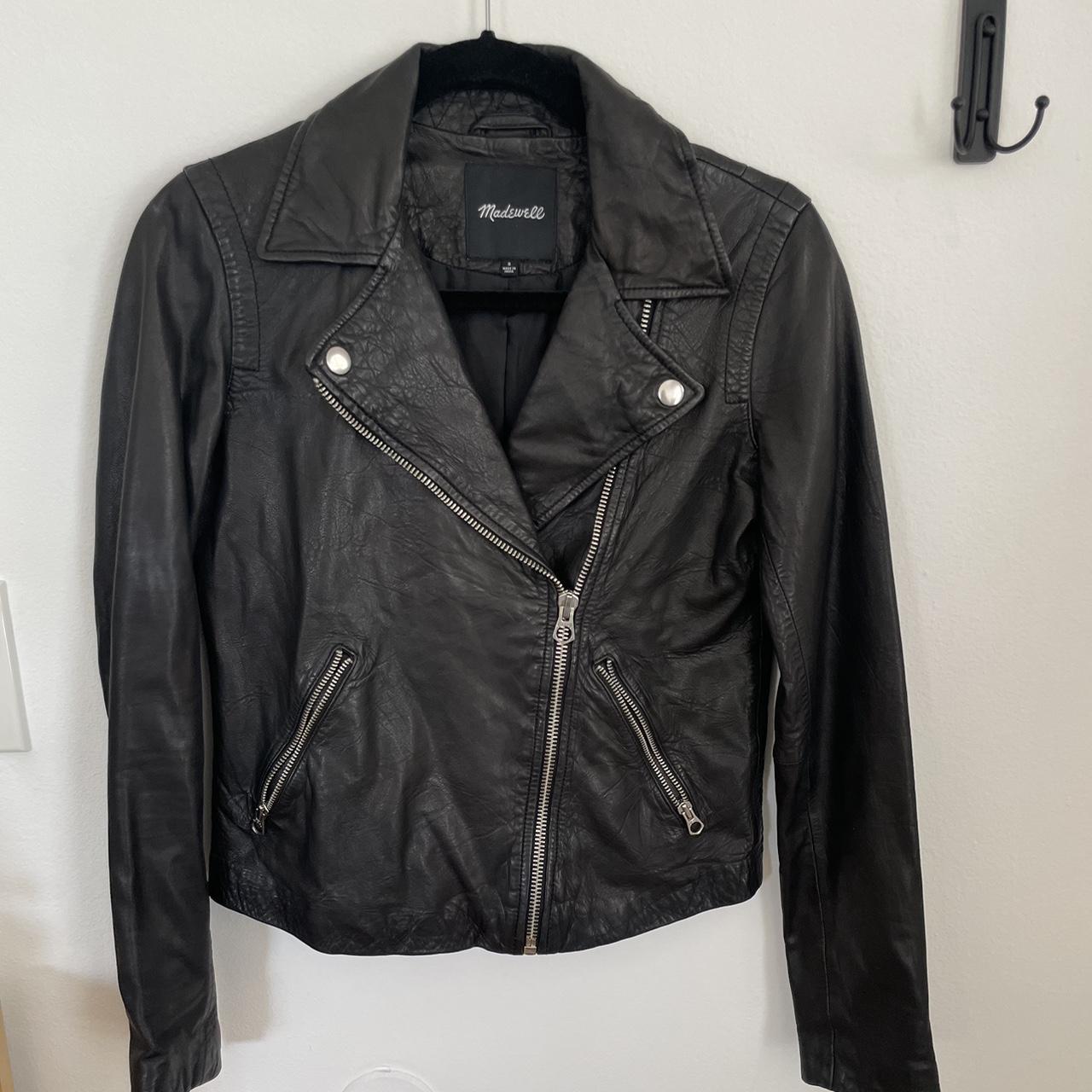 Women's madewell washed leather motorcycle outlet jacket