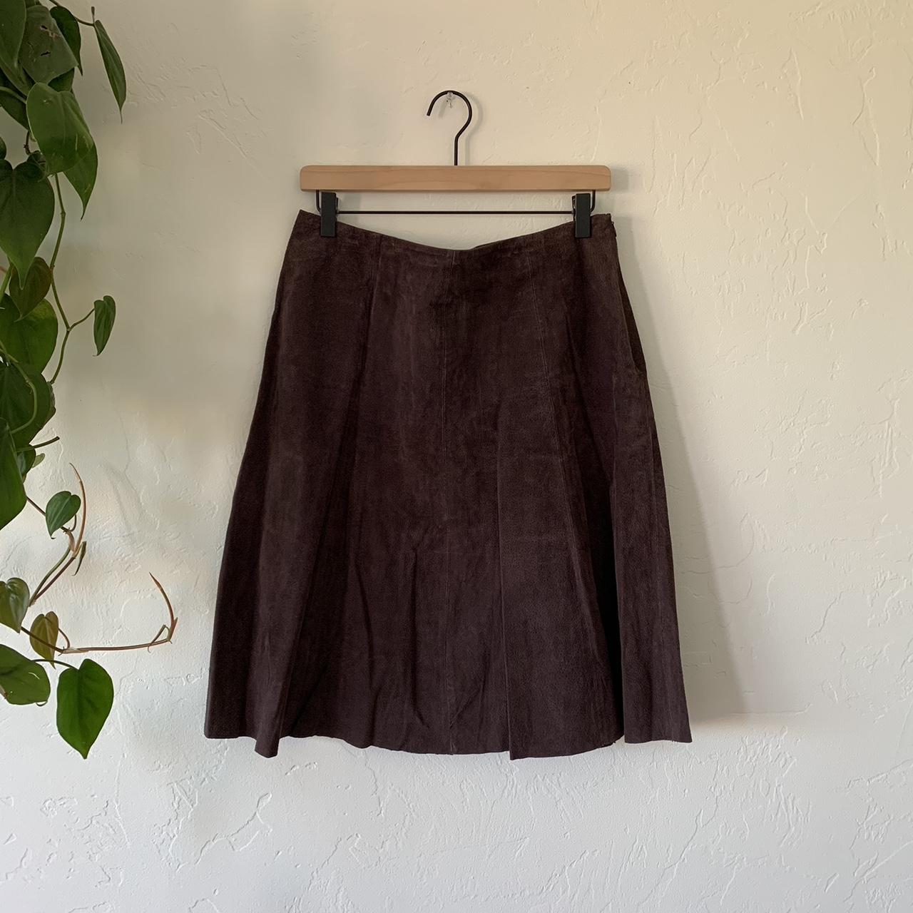 vintage 90s brown genuine suede skirt This... - Depop