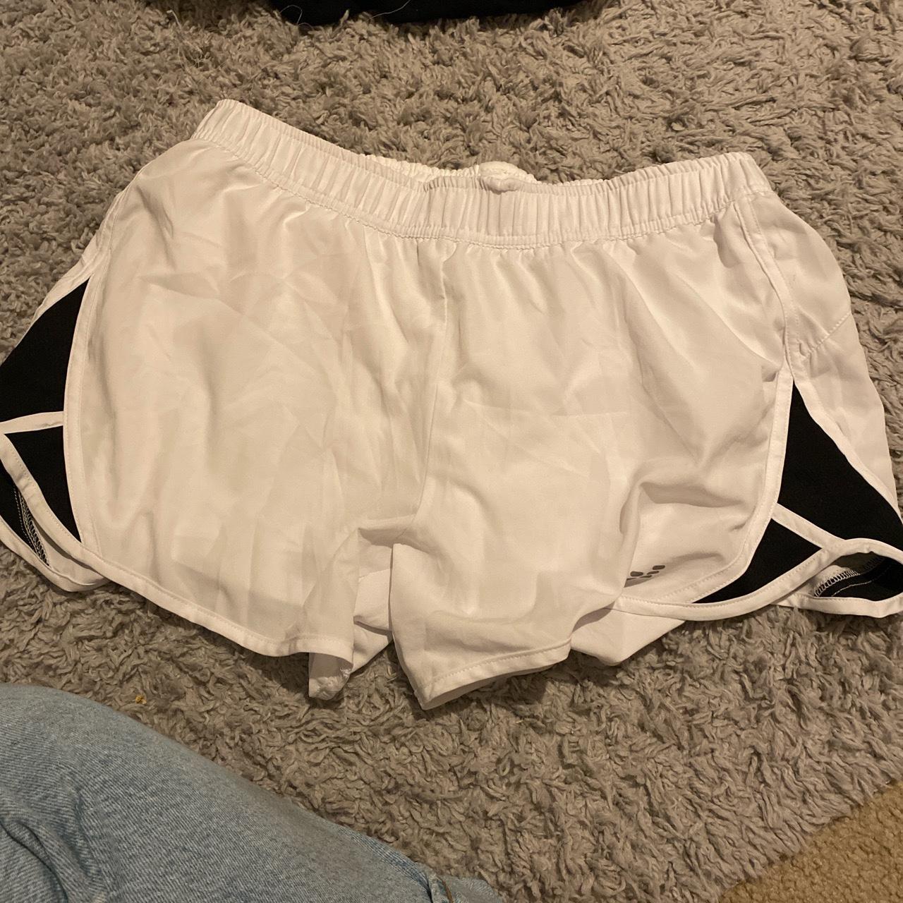 white, athletic shorts, bcg, large, willing to... Depop