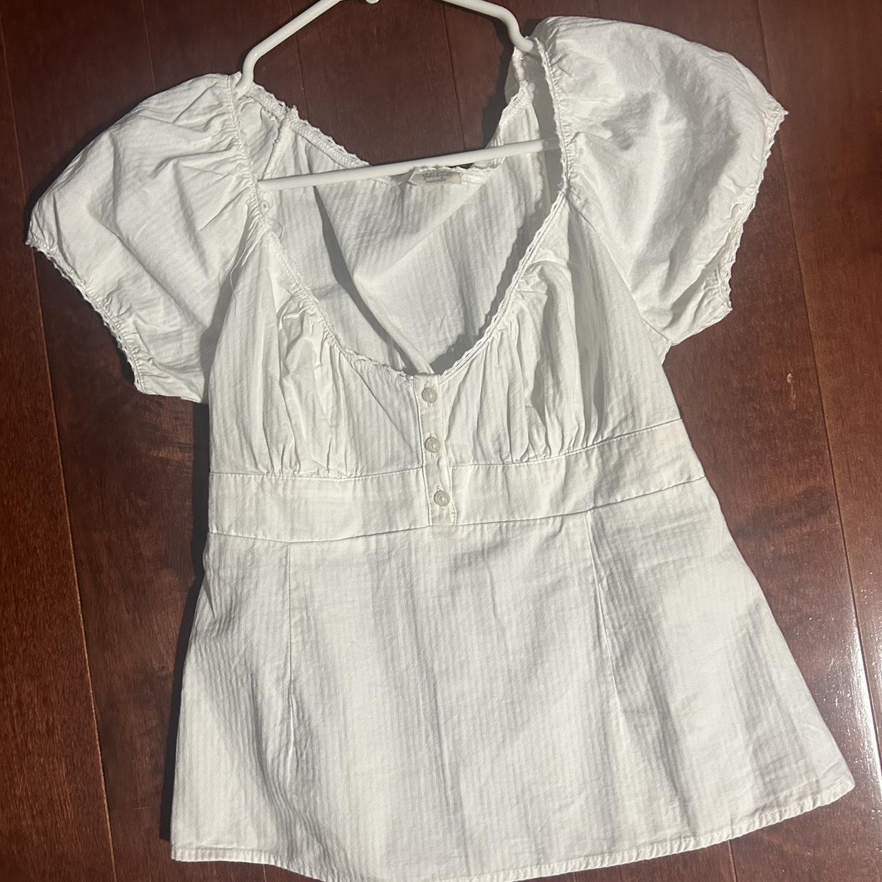 john galt white shirt sleeve babydoll top. never... - Depop