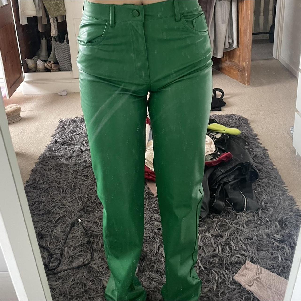 Zara Green Faux Leather Trousers. Perfect fit &... - Depop