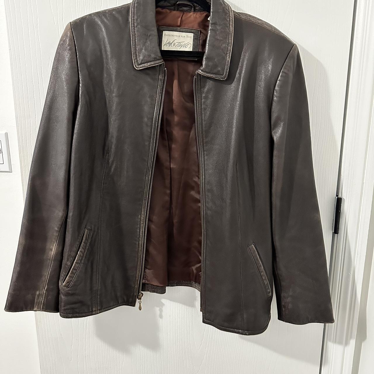 Distressed brown leather jacket Comfortable jacket... - Depop
