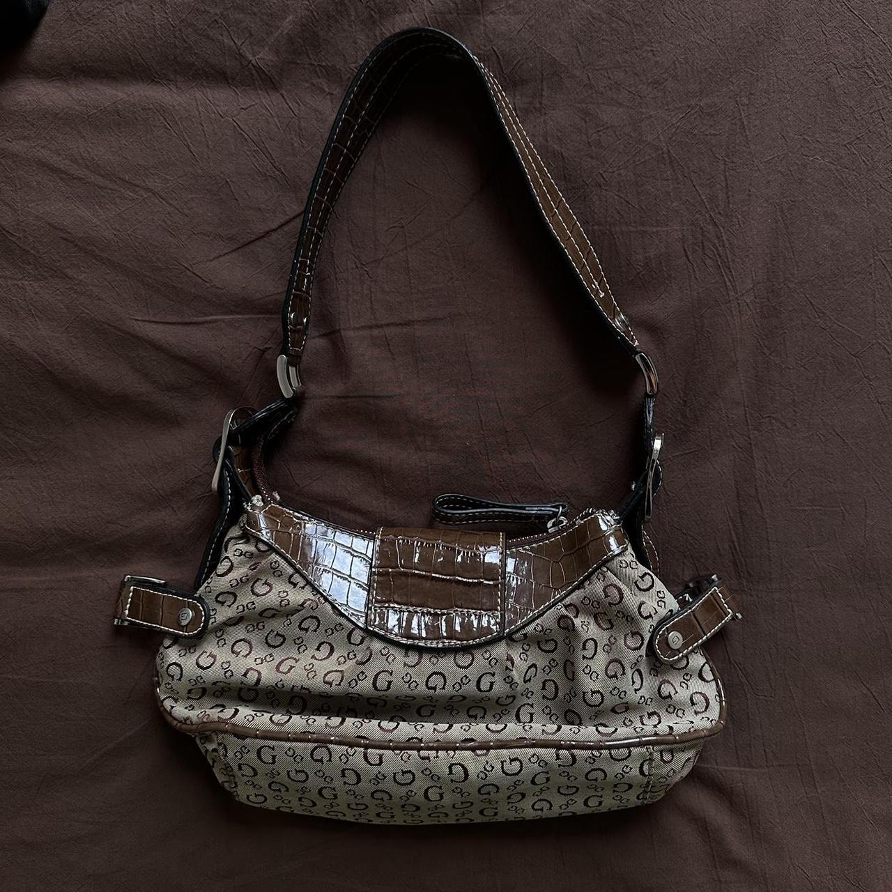 Vintage Guess Shoulder Bag. Brown, classic “G”... - Depop