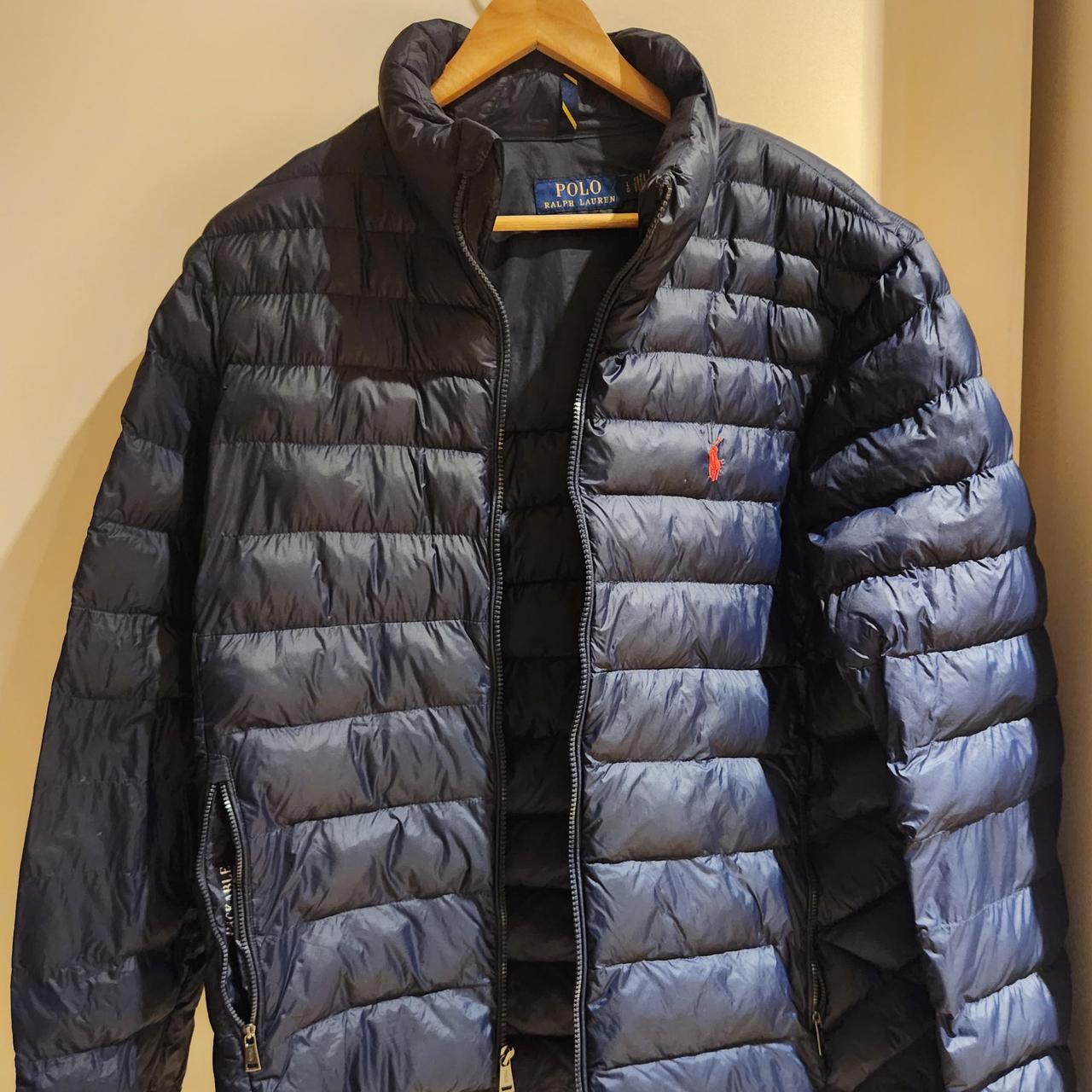 Ralph lauren mens puffer jacket navy large - Depop