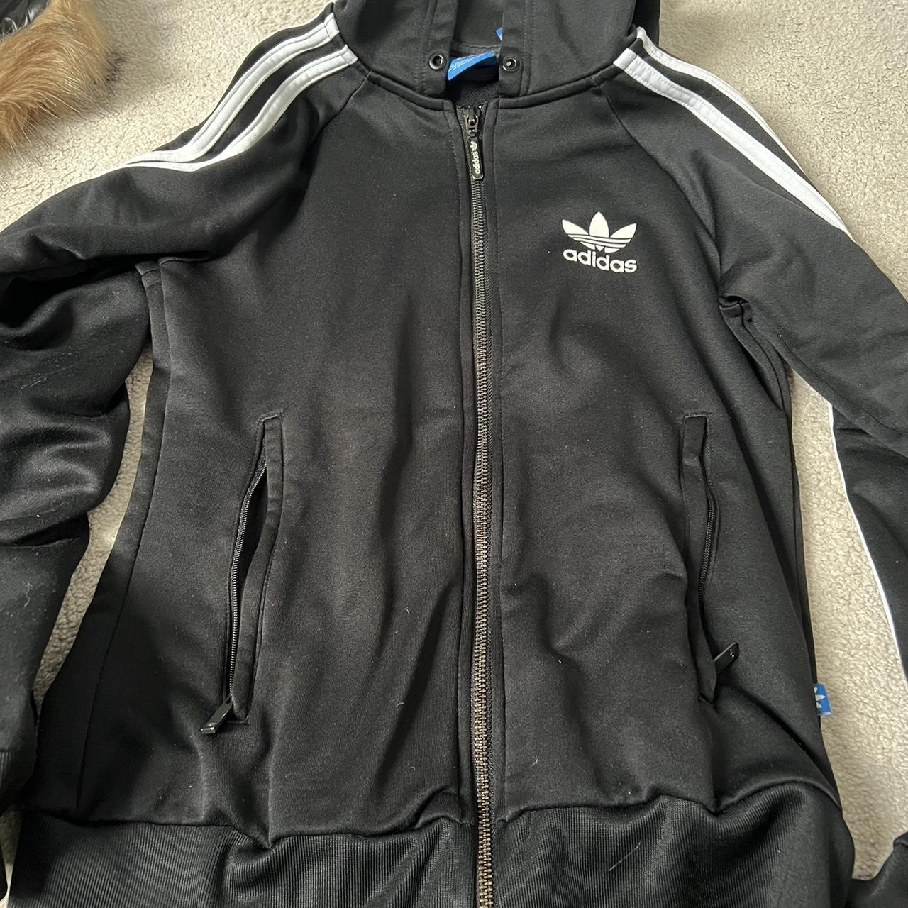 black adidas zip up hoodie - Depop