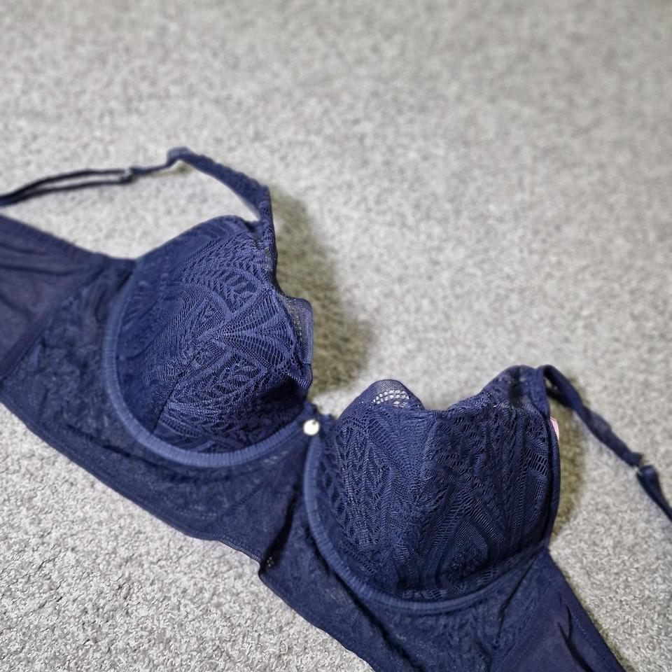 Navy deco lace plunge bra, 34E