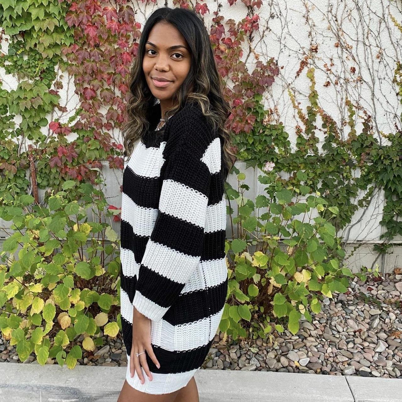 Black and white striped sweater dress online