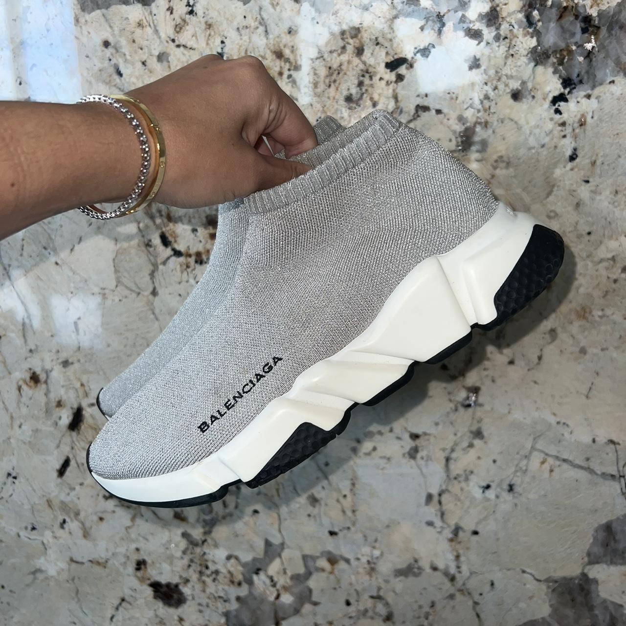 Balenciaga speed trainer silver best sale