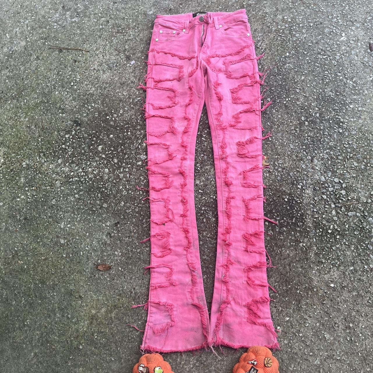 Pink Guapi Denim Stacked Jeans, Size 28 Wore only a... - Depop