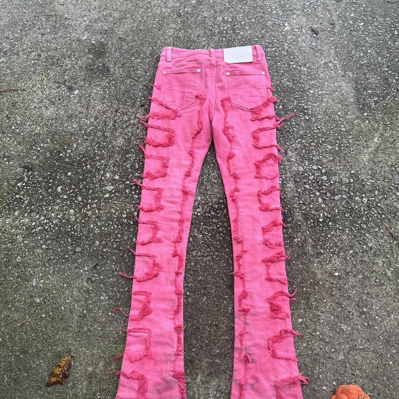 Pink Guapi Denim Stacked Jeans, Size 28 Wore only a... Depop
