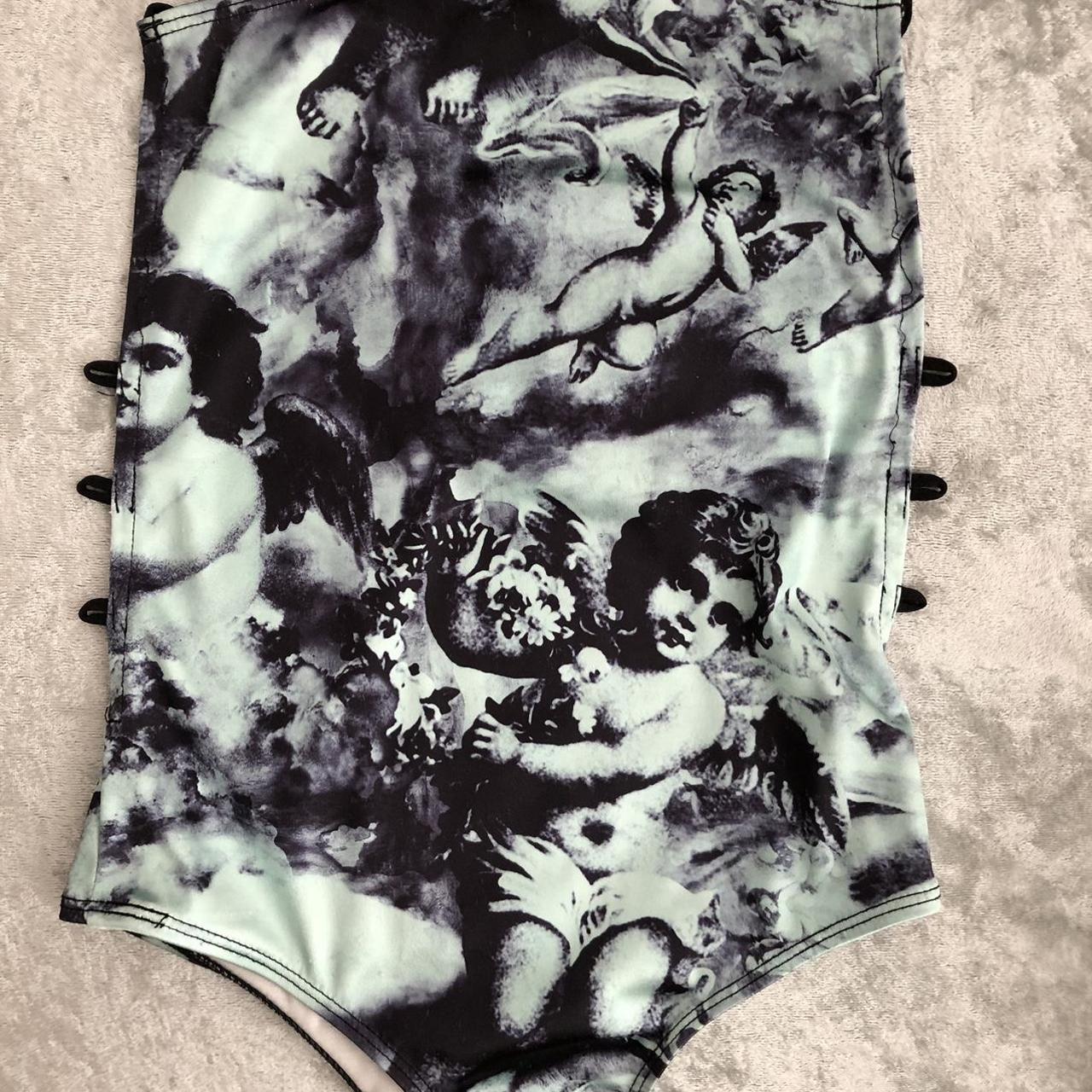 Beautiful Angel Print Bodysuit Top With Open Depop 