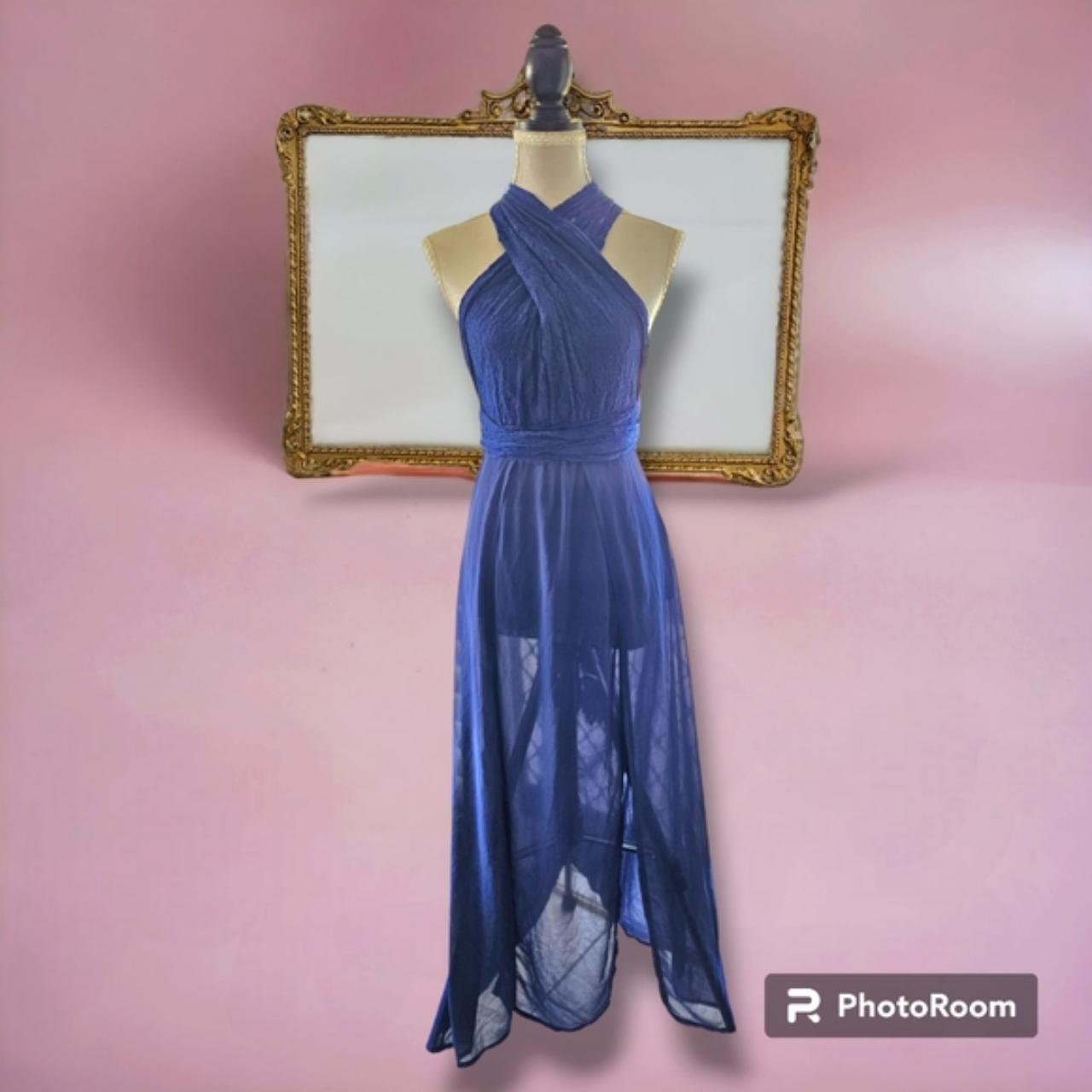 Angel Biba Navy Infinity Dress with 2 Splits +... Depop