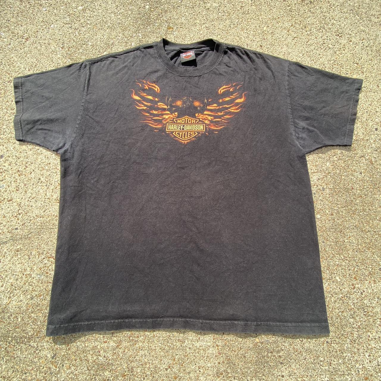 -2010 Harley Davidson Flaming Skull Tee -Size... - Depop