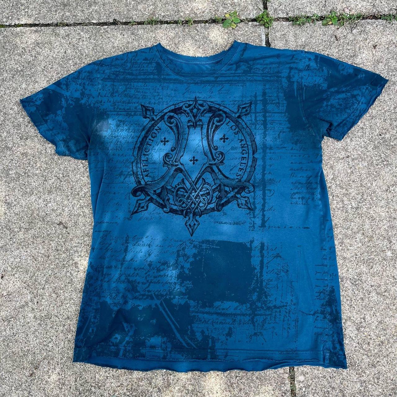 medievel blue affliction angel wings mallgoth shirt... - Depop