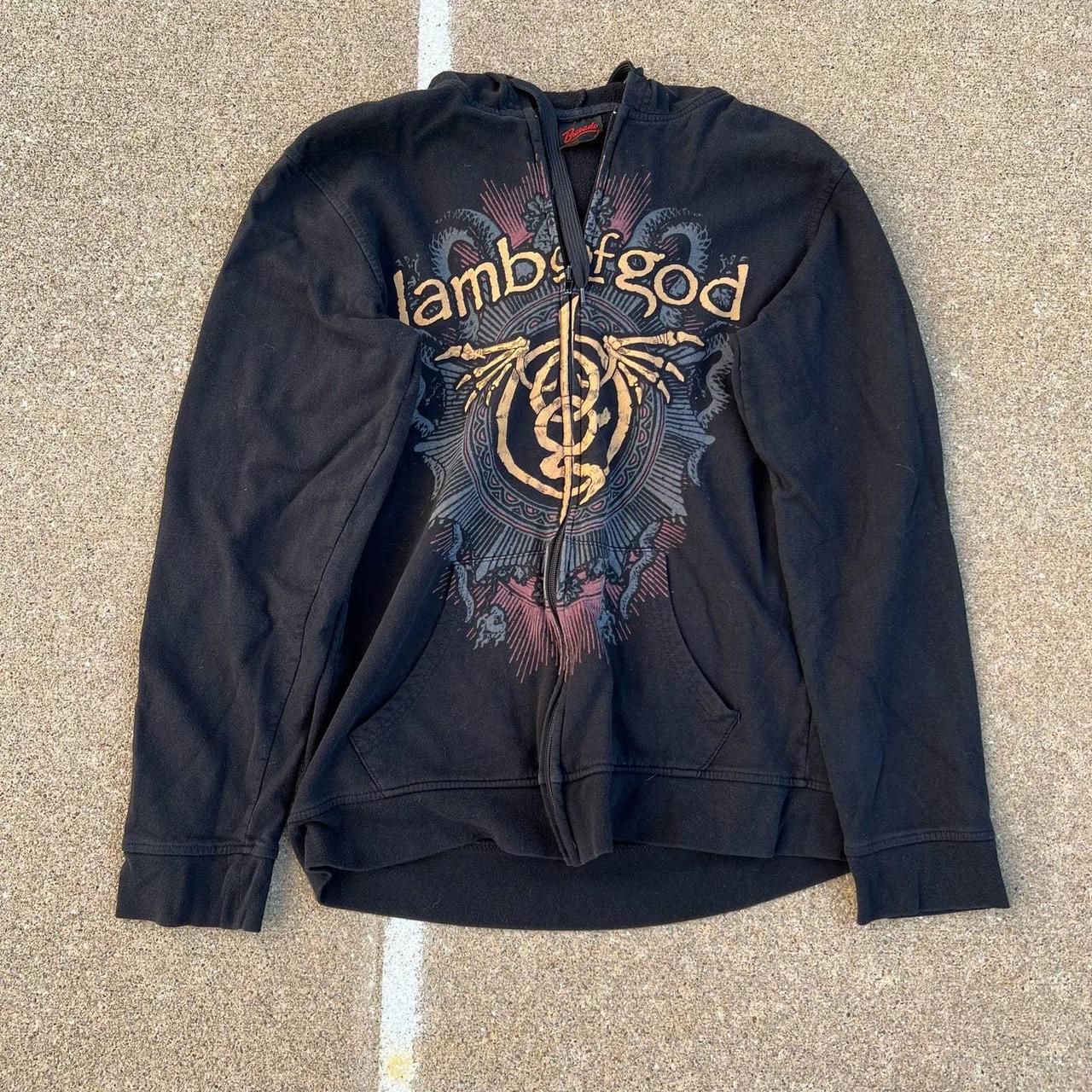 y2k 2000s dad rock heavy metal lamb of god zip up... Depop