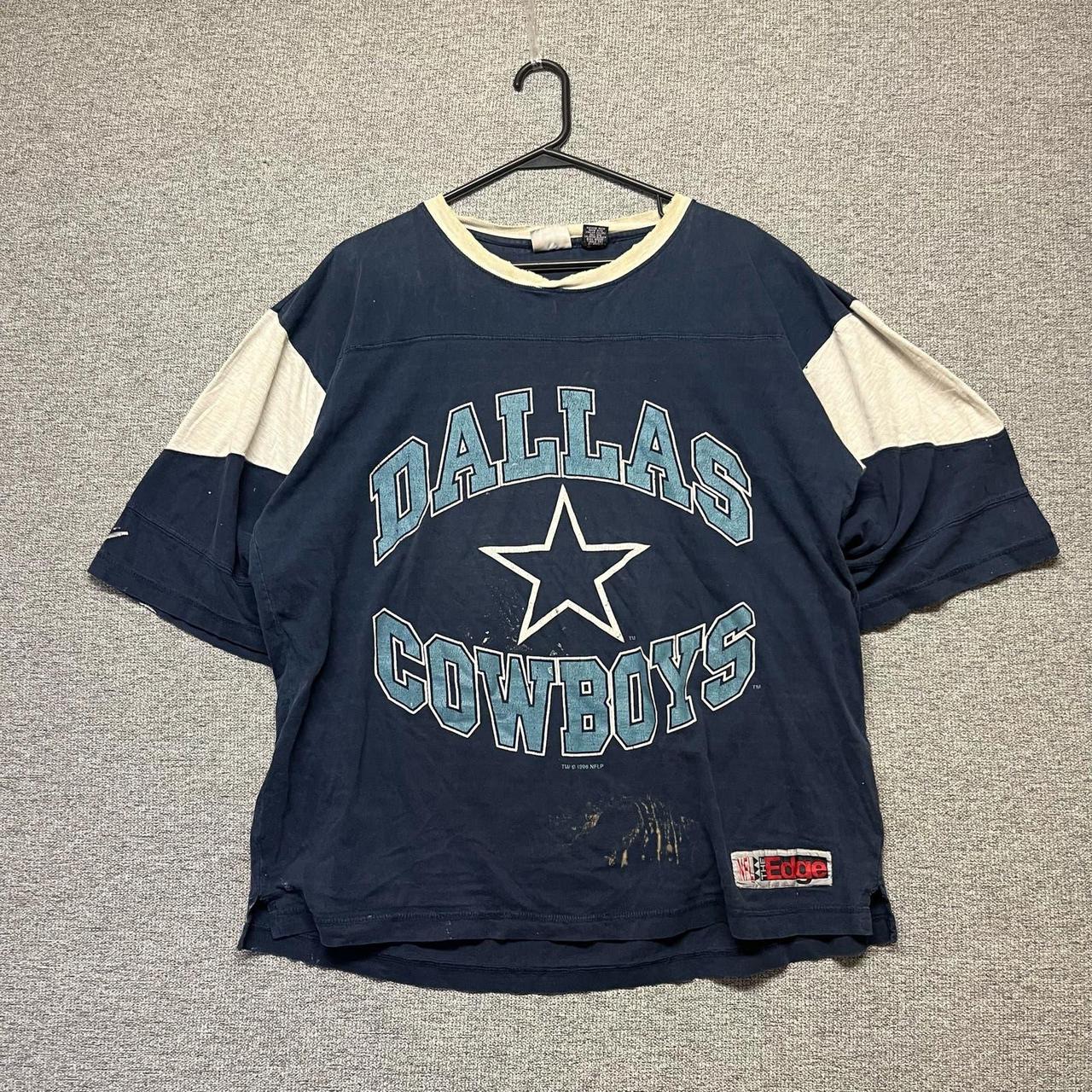 vintage 1990s dallas cowboys jersey style shirt 1/2... - Depop
