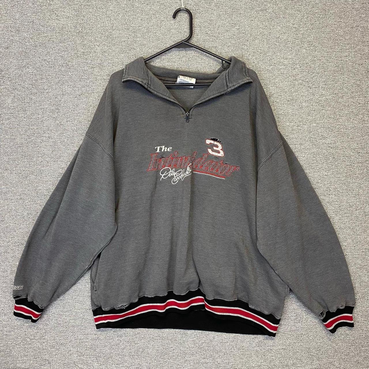 vintage nascar grey quarter zip pullover embroidered Depop