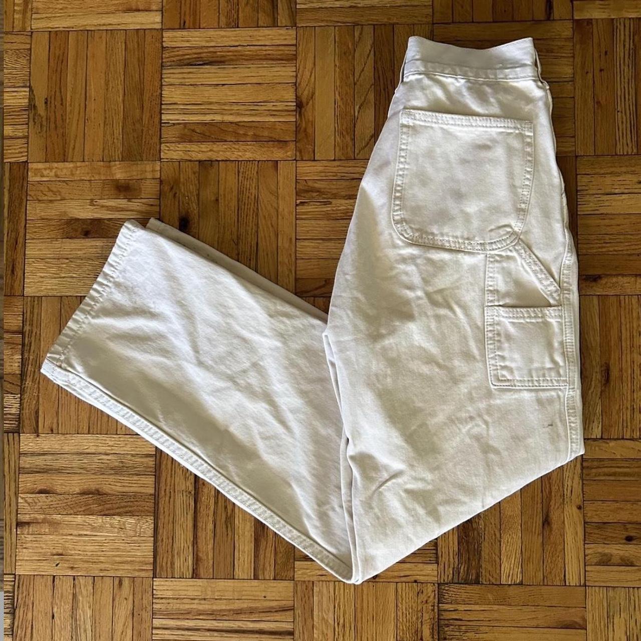 Cream Brandy Melville cream arianna painter pants.... Depop