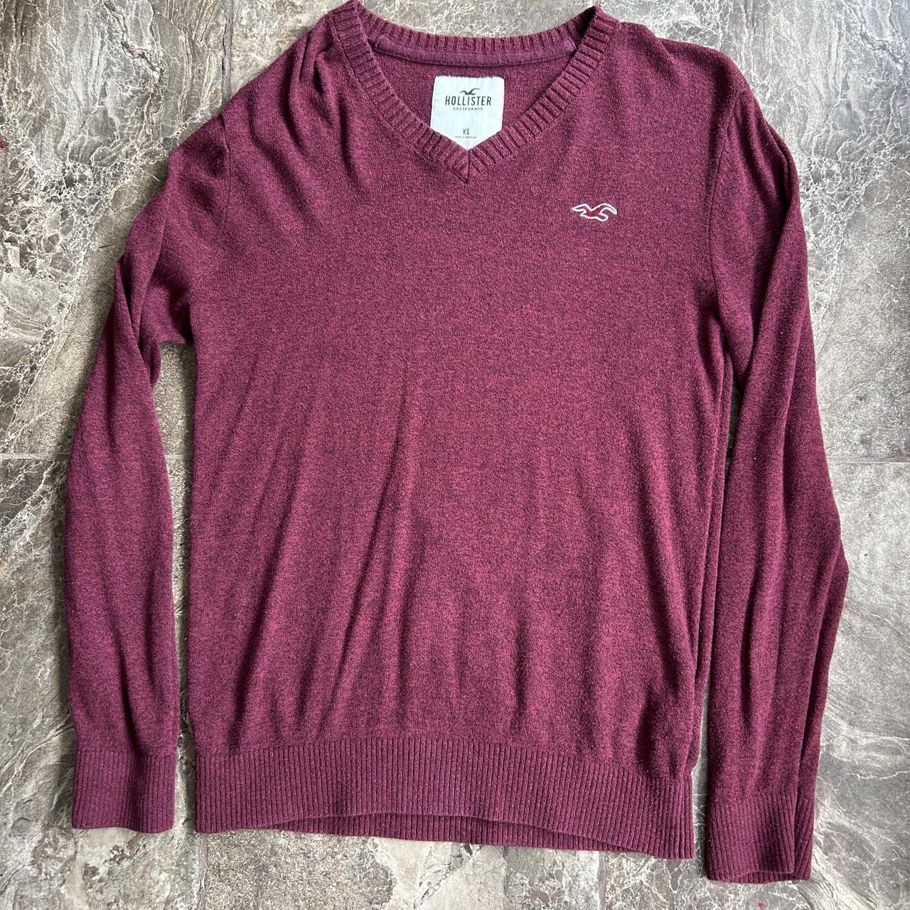 Men s red V neck Hollister sweater Size XS Depop