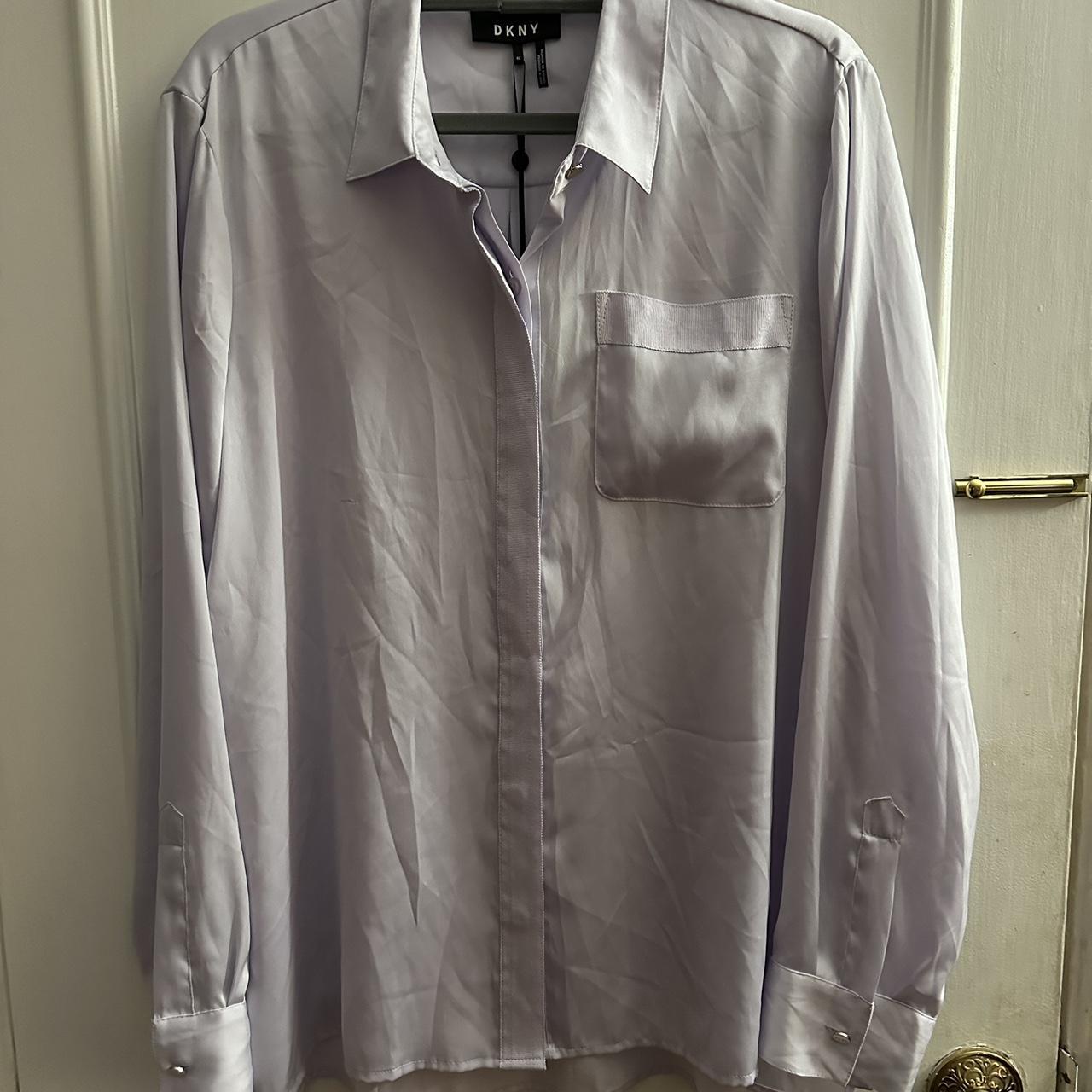 Silky Lilac DKNY button down. XL. Dress up or down.... - Depop