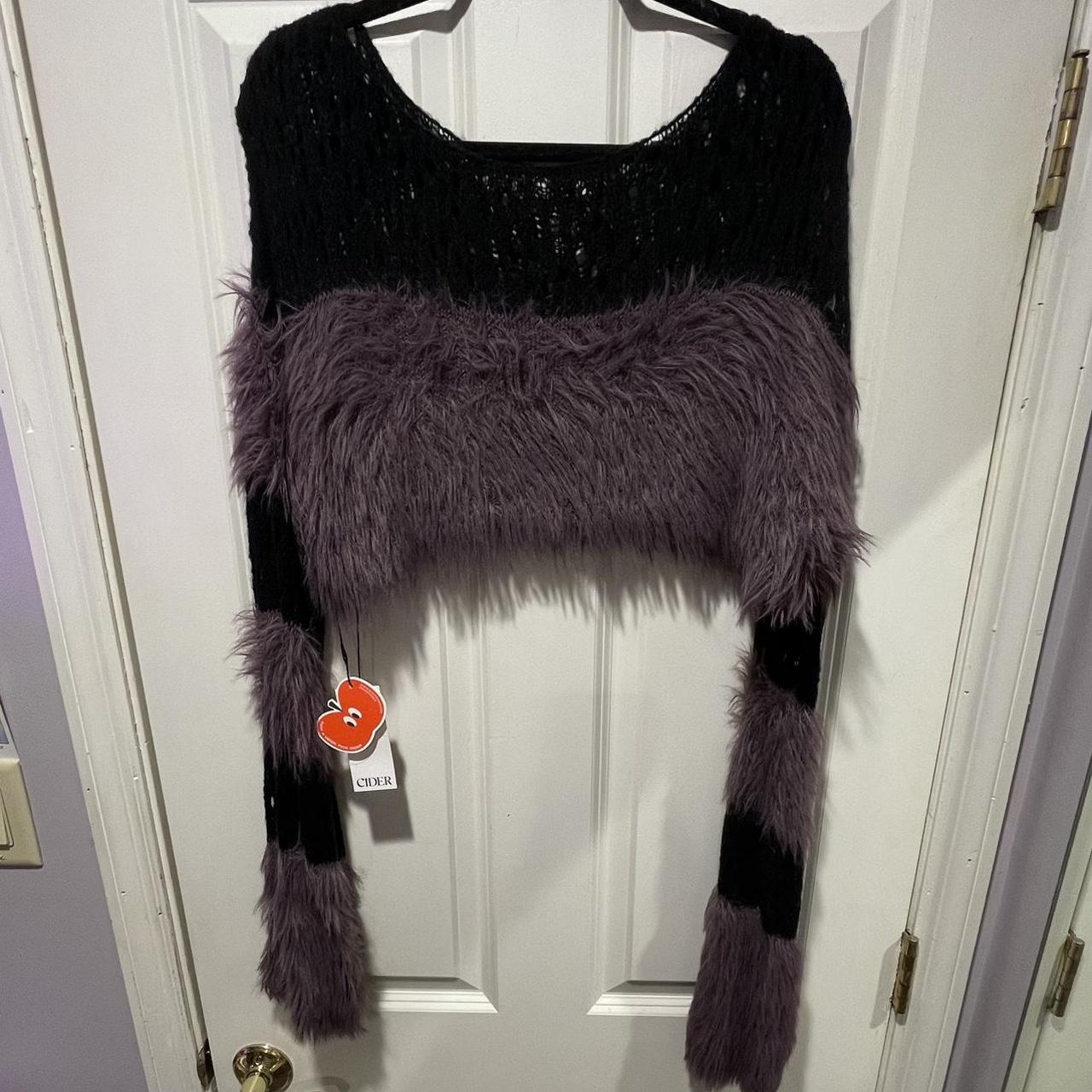 Cider Fluffy Hollow Out Crop Sweater Depop