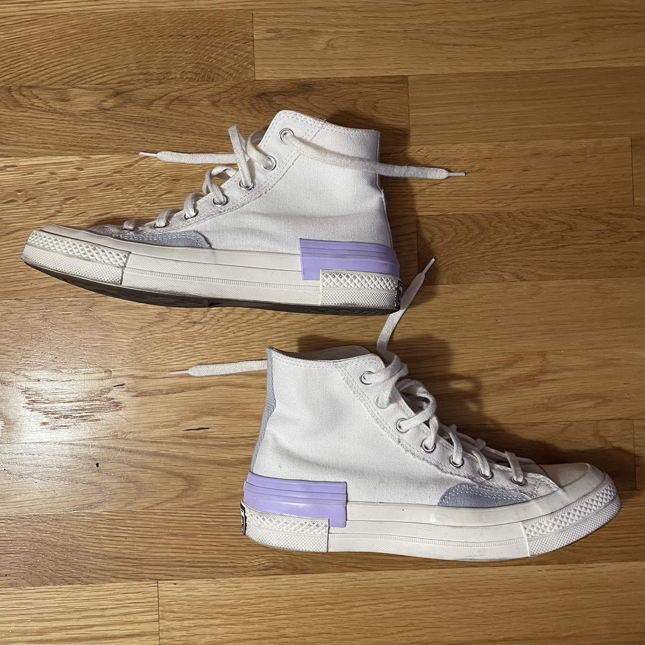 Converse Women's White and Purple Trainers | Depop