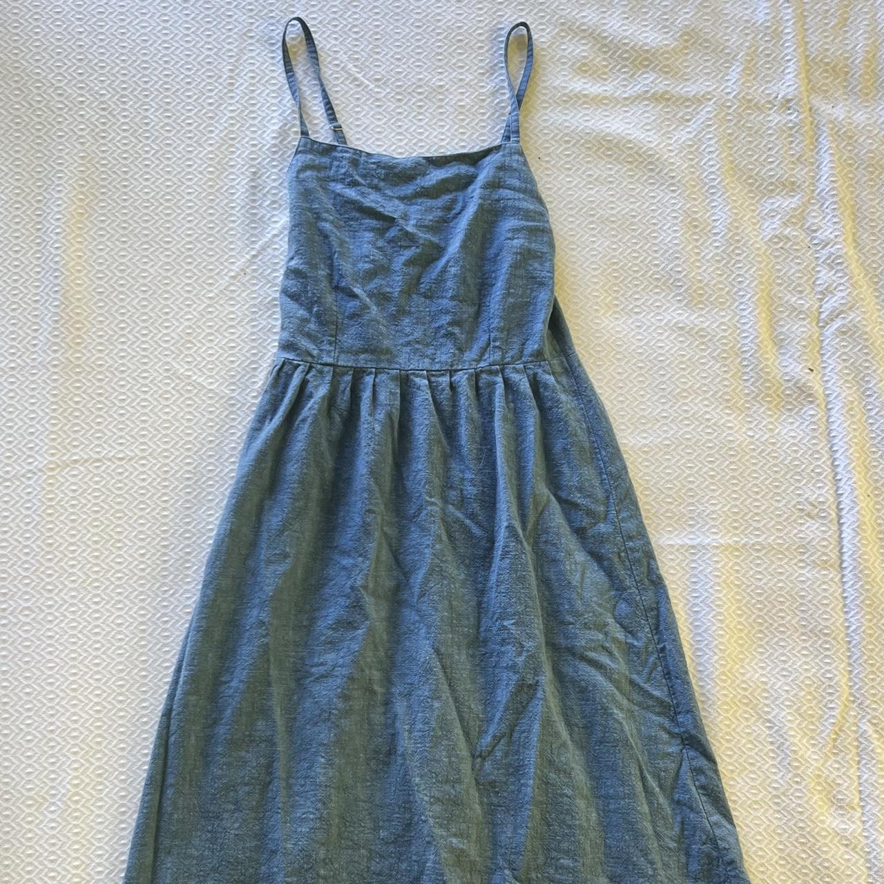 Blue Cotton Linen MIDI Dress in size S. The tags are... - Depop