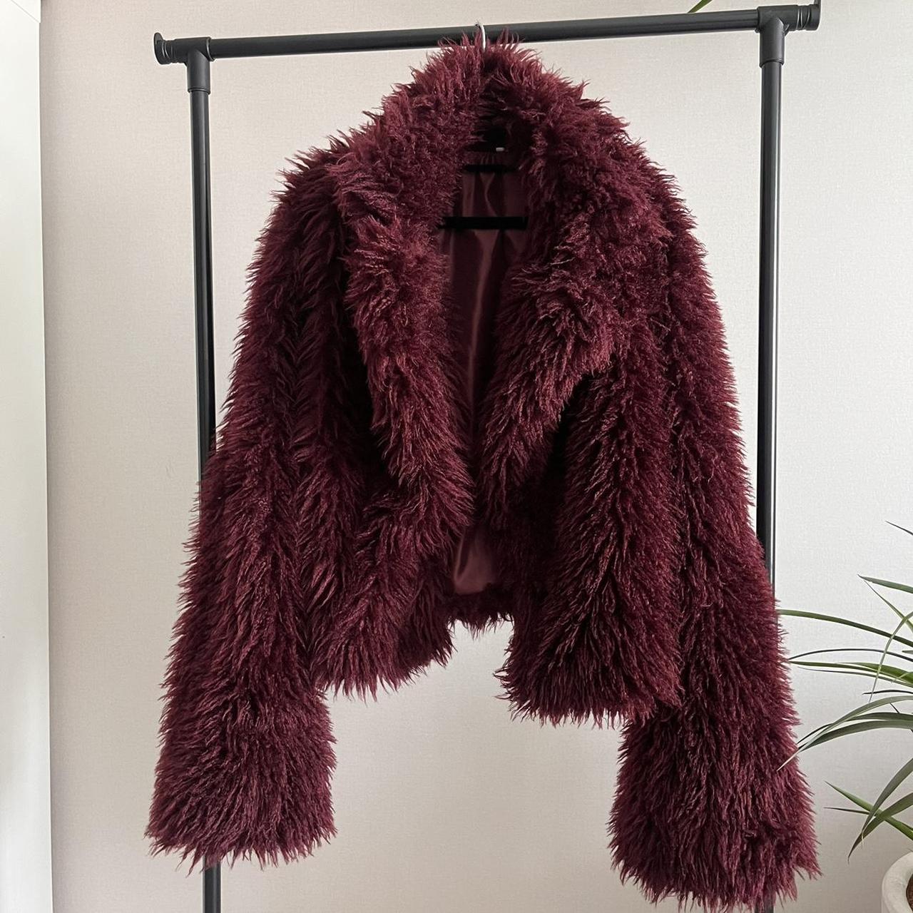 Burgundy shaggy outlet jacket