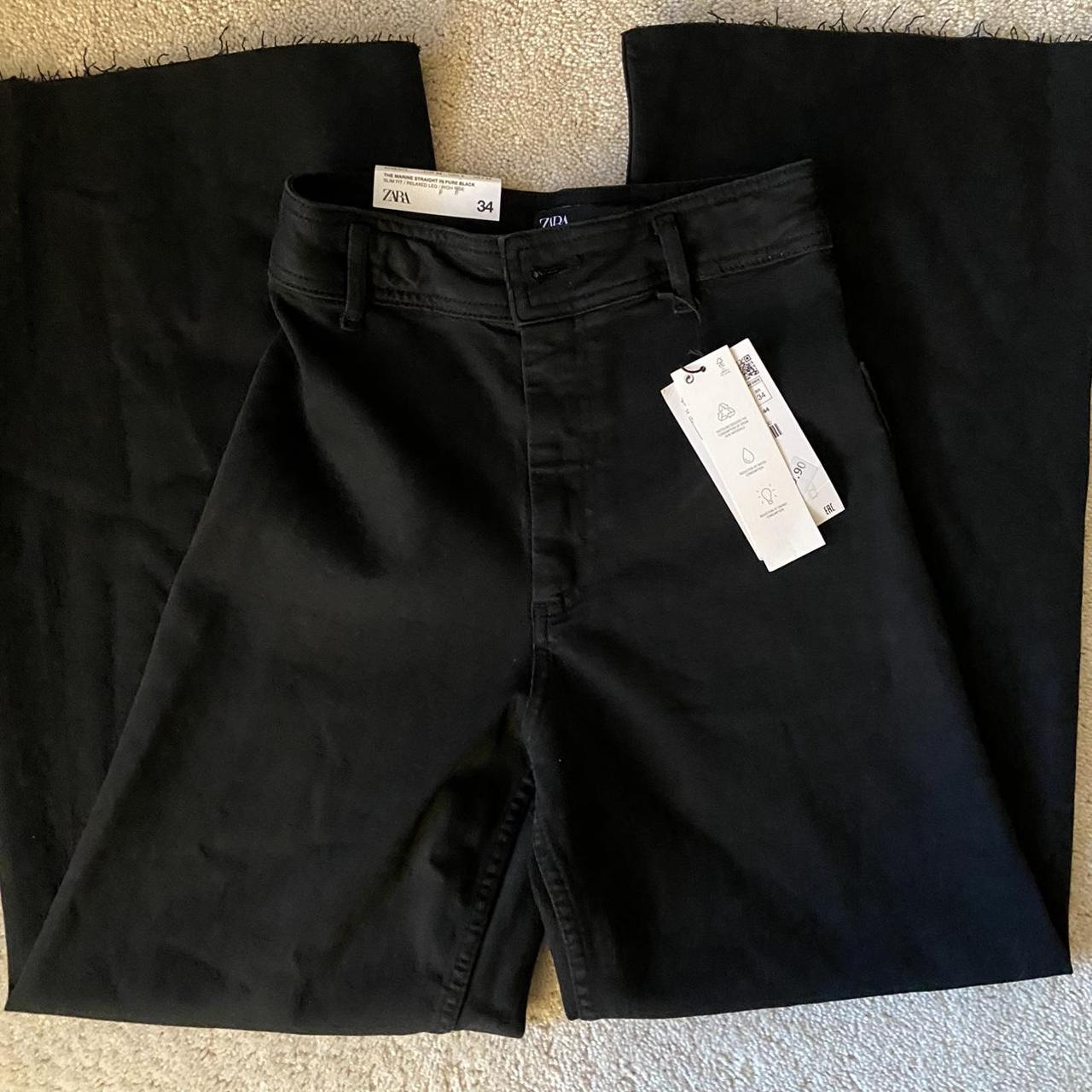Zara black marine straight jeans. Size 2. New with... - Depop