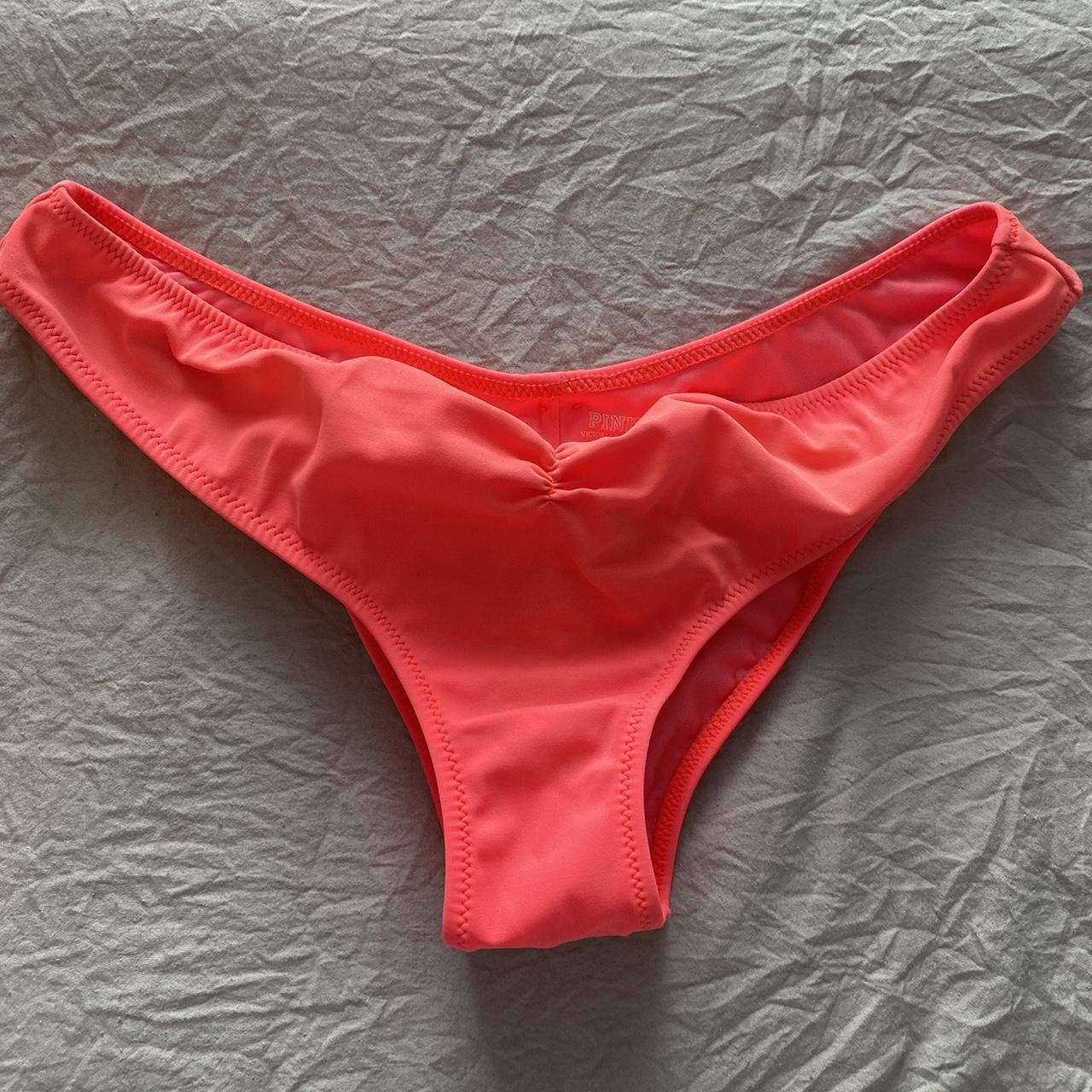 VS PINK bright pink rushed butt cheeky bikini bottoms - Depop