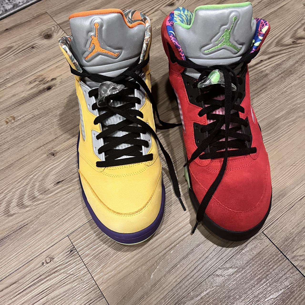 nike red and yellow shoes