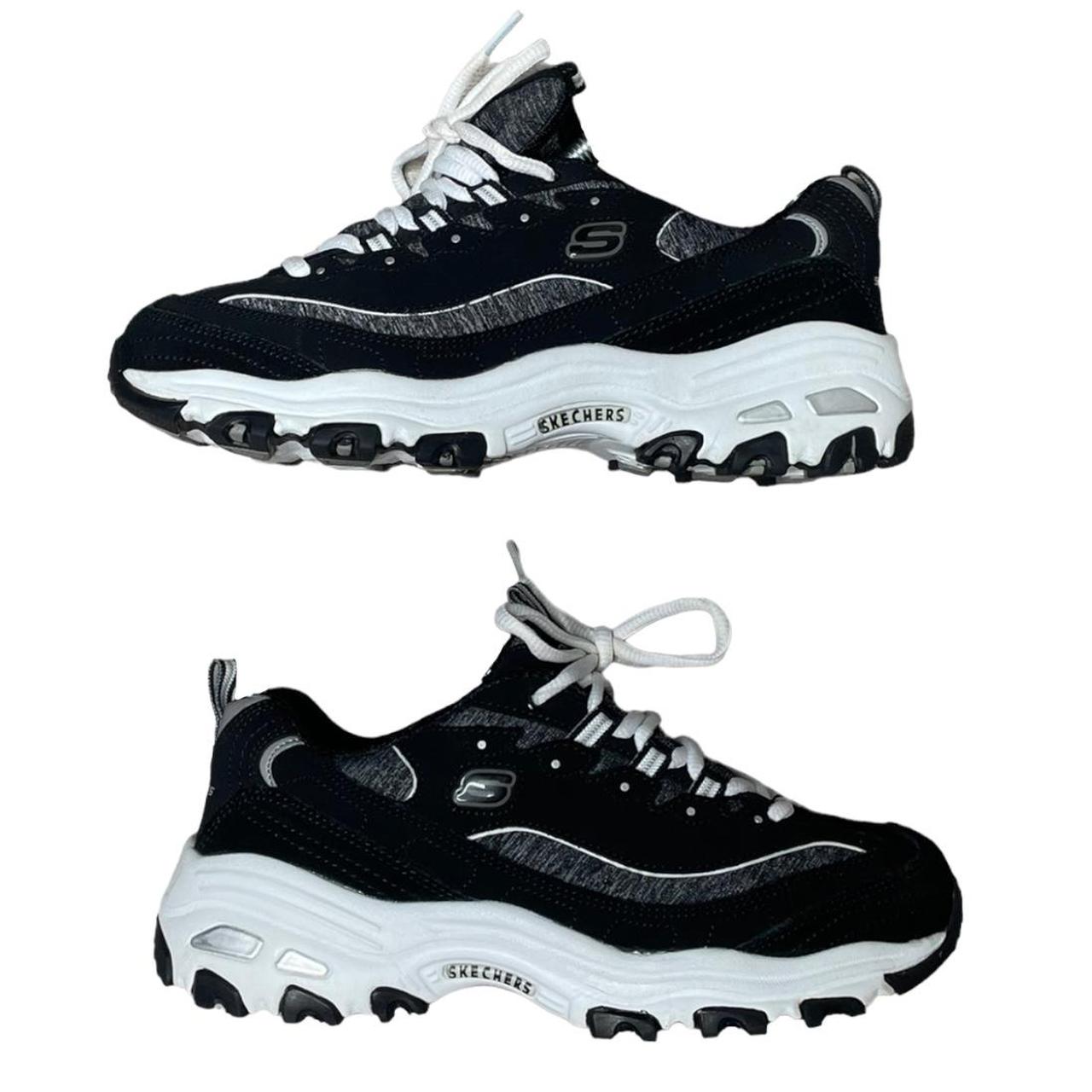 ladies black leather skechers trainers