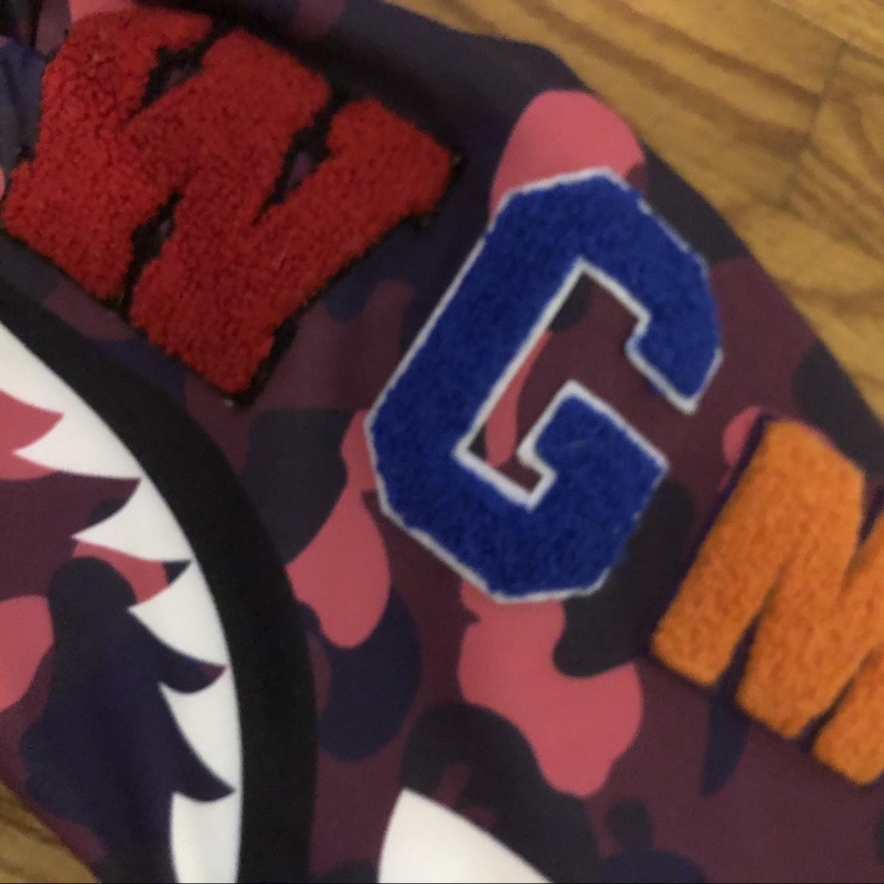 Polyester silky Bape hoodie Pink / Purple Size... Depop