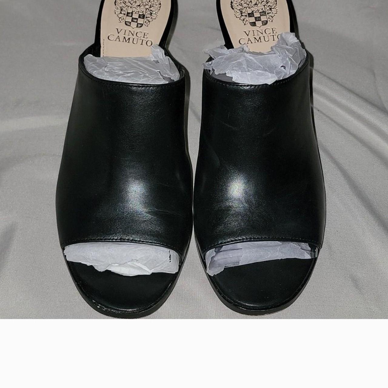 NWOB Vince Camuto Black Leather Block Heels; Size: - Depop