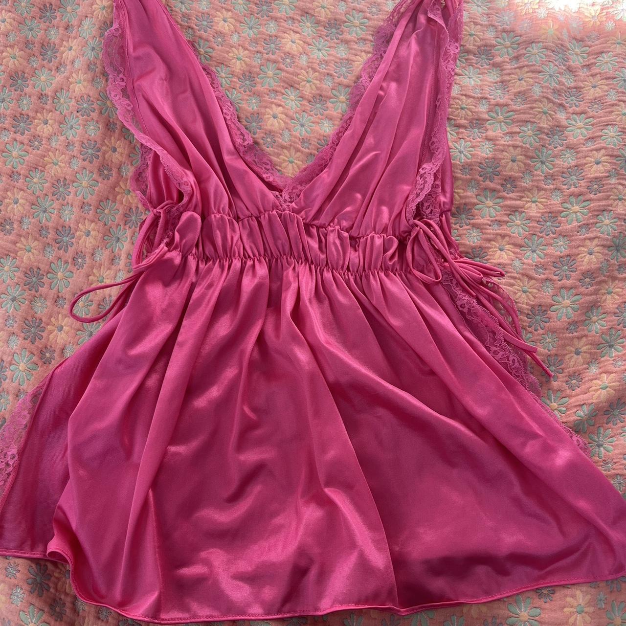 Vintage lingerie tank! Open on the side but ties to... - Depop
