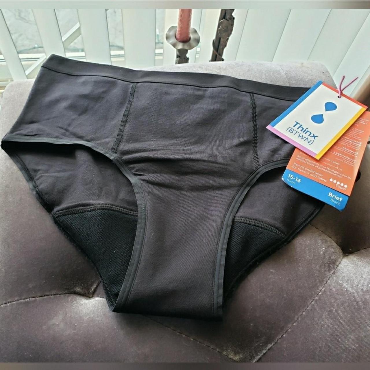 THINX BLACK SUPER PERIOD-PROOF BRIEF PANTIES SIZE XL... - Depop