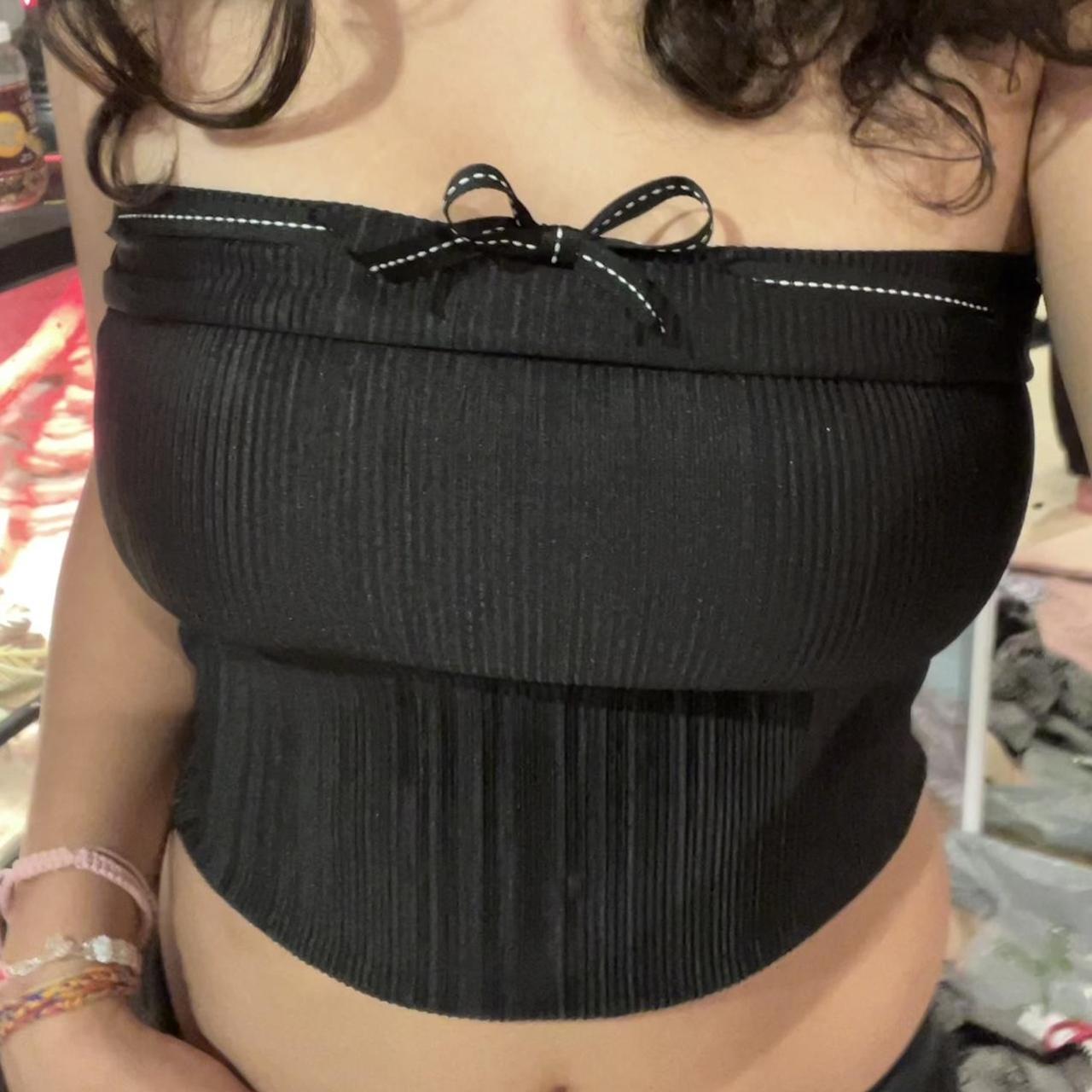 Black bow top 🪷 Handmade Sizes S-L Dm if any... - Depop