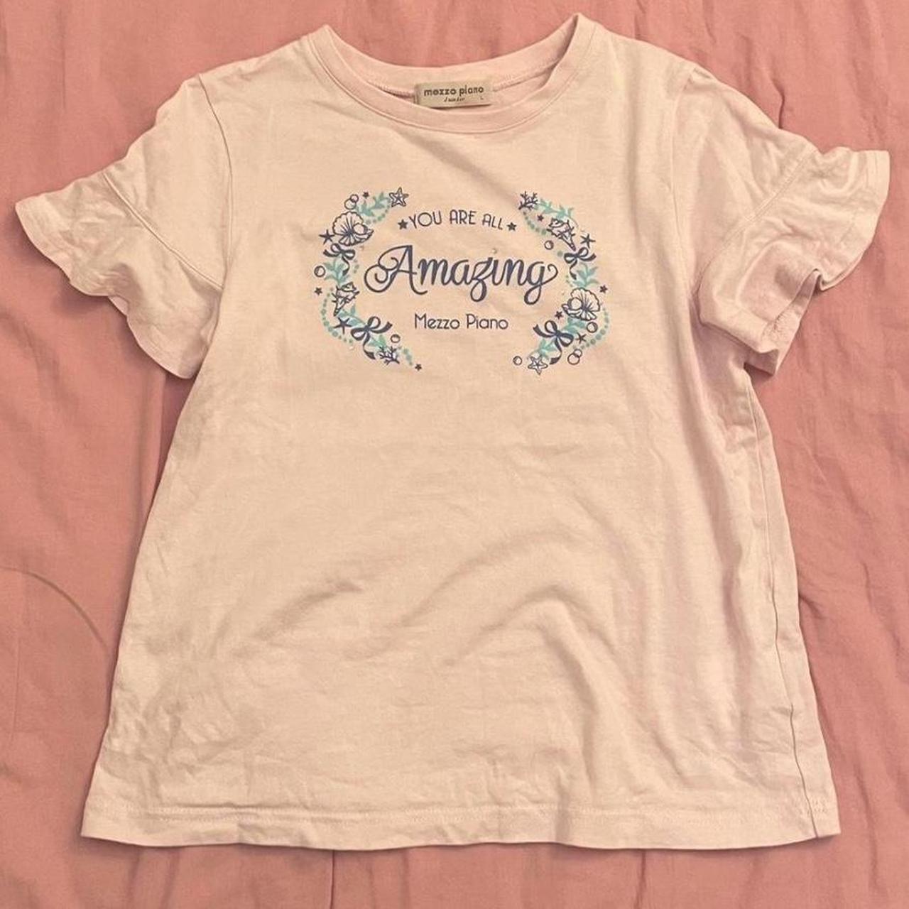 Mezzo piano shirt Light pink Size 140 Japanese | Depop
