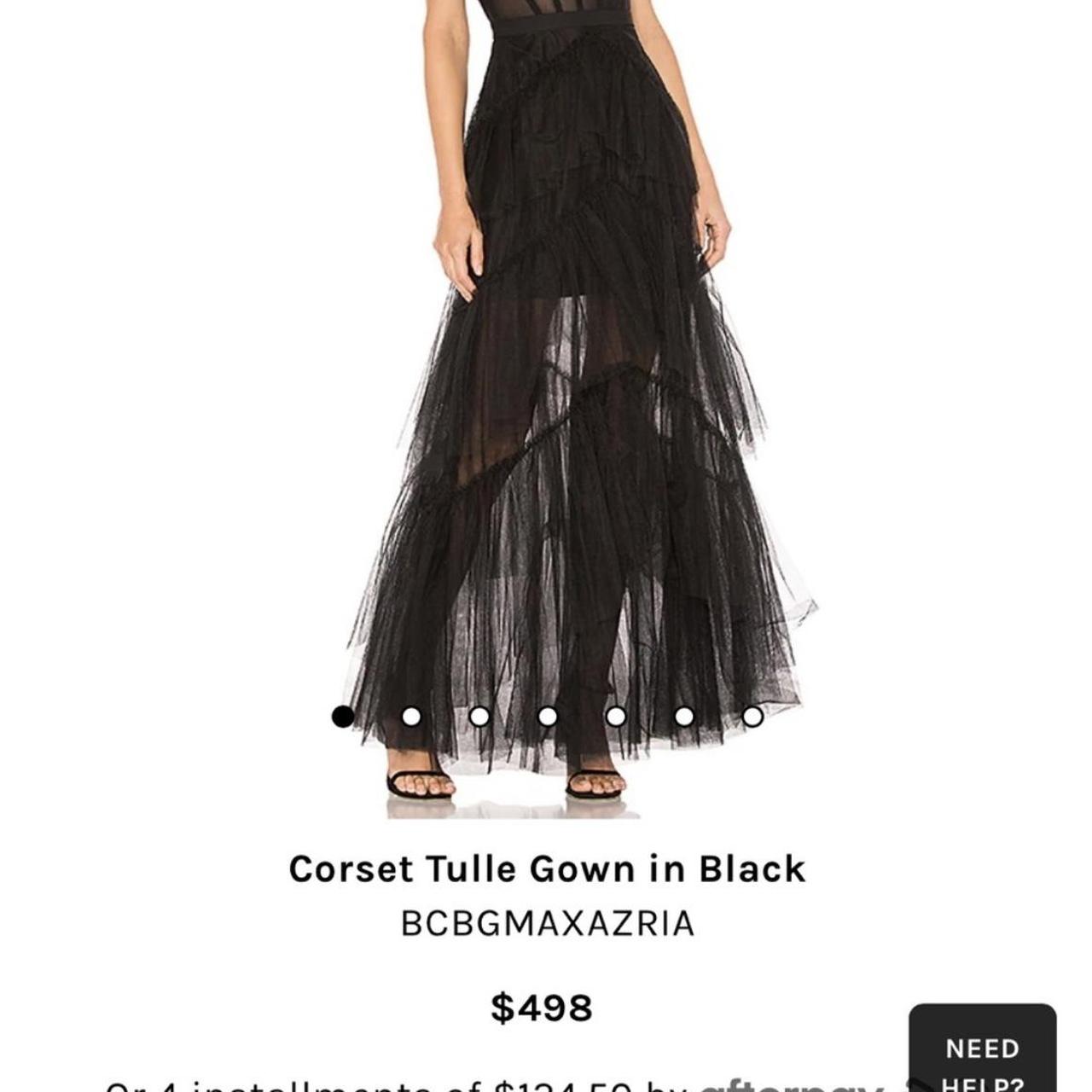 BCBGMAXAZRIA Corset Tulle Gown in Black