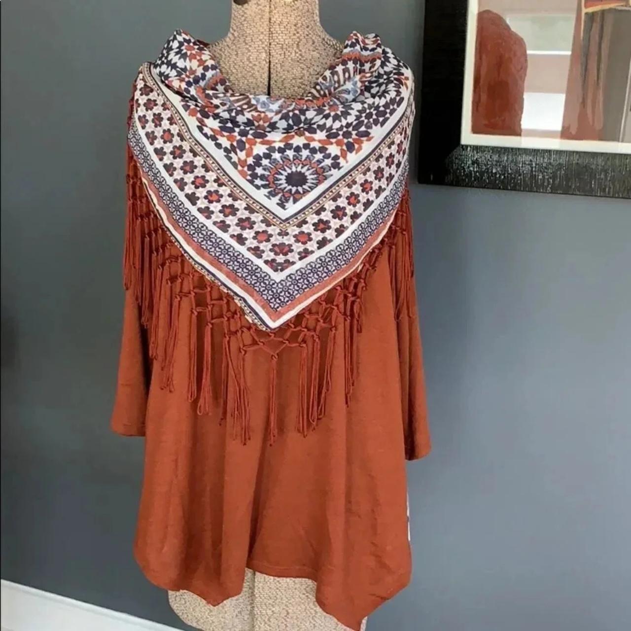Style & Co Women's Shirt - Orange/Multi – Style & co Retro Romance top/detachable scarf …