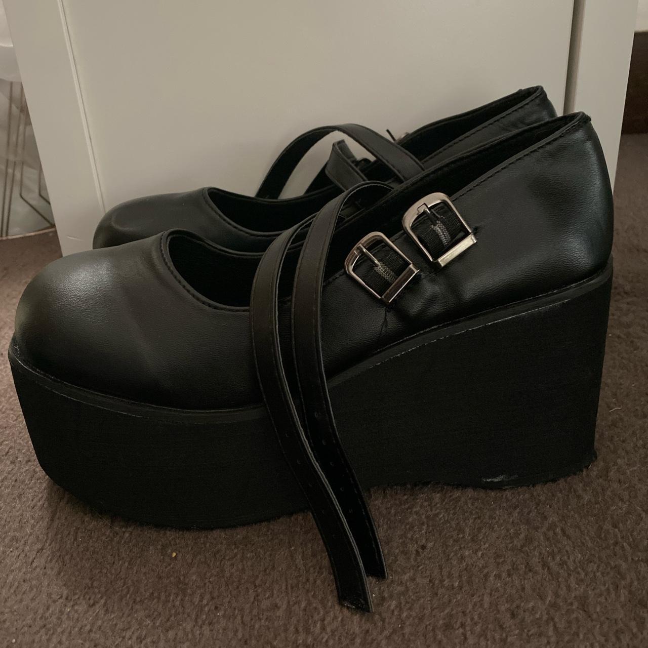 glossy black platform mary janes