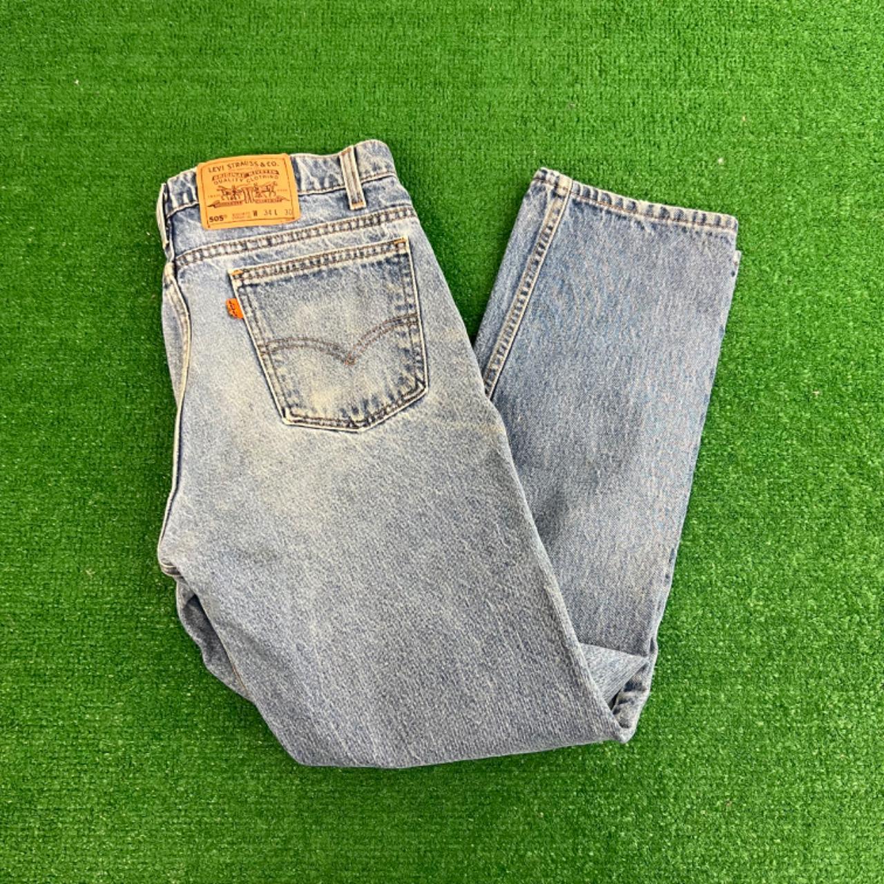 Vintage 90s Levis 505 Orange Tab Classic Blue Light... - Depop