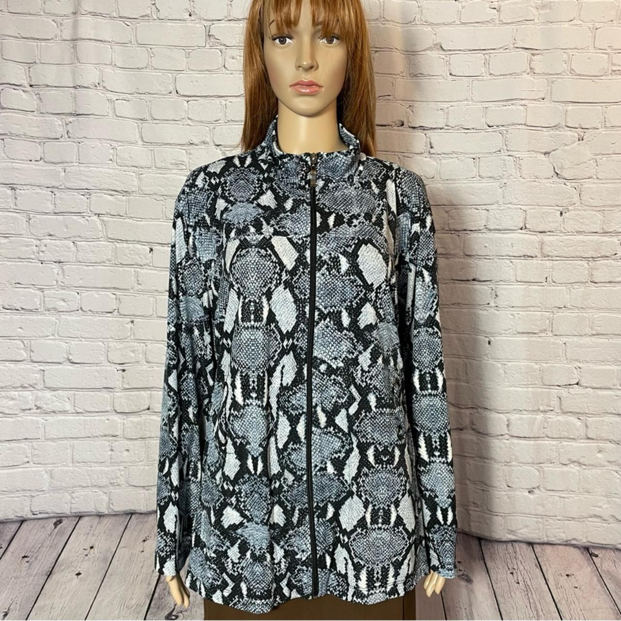 Chico's Snake Print Full Zip Stretch Long Sleeve - Depop