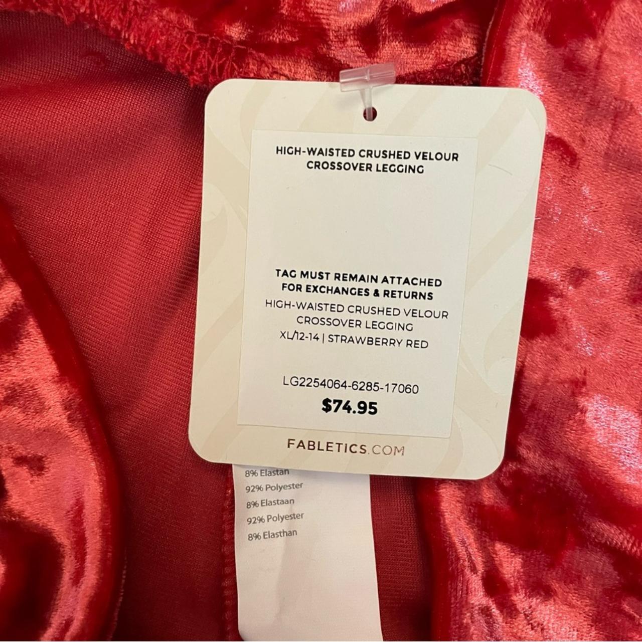 NWT New $75 Fabletics Red Crushed Velour Crossover - Depop