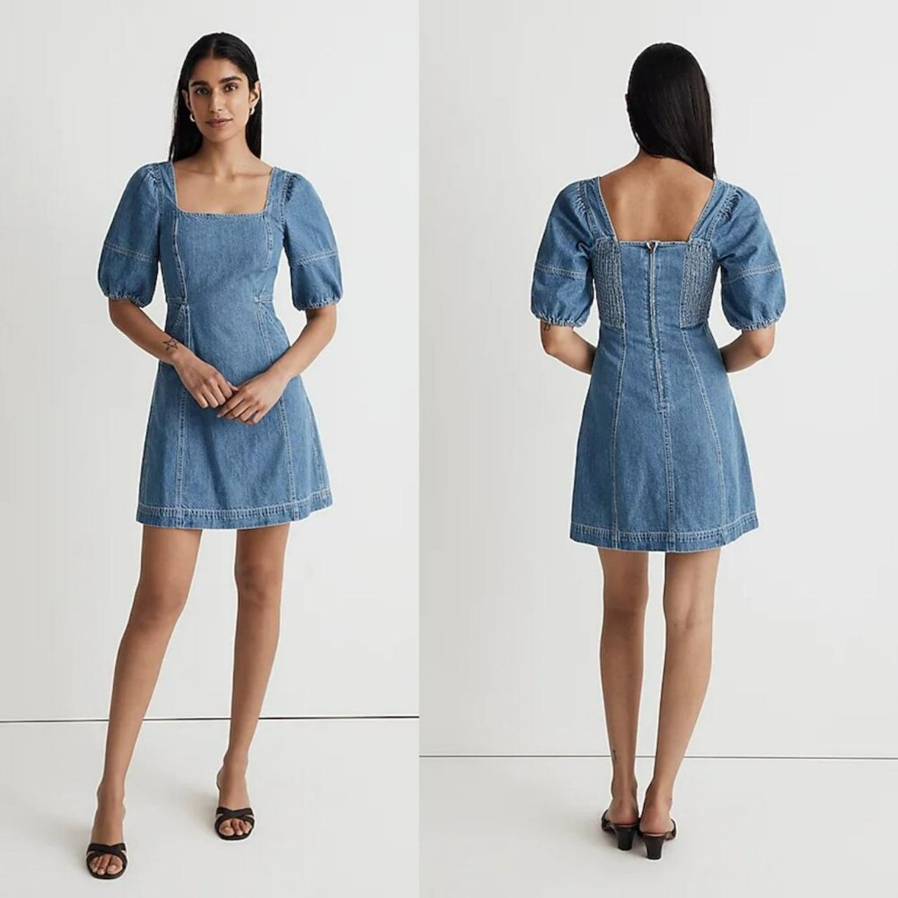 NWt New Joie Denim Puff Sleeve Mini Dress Size