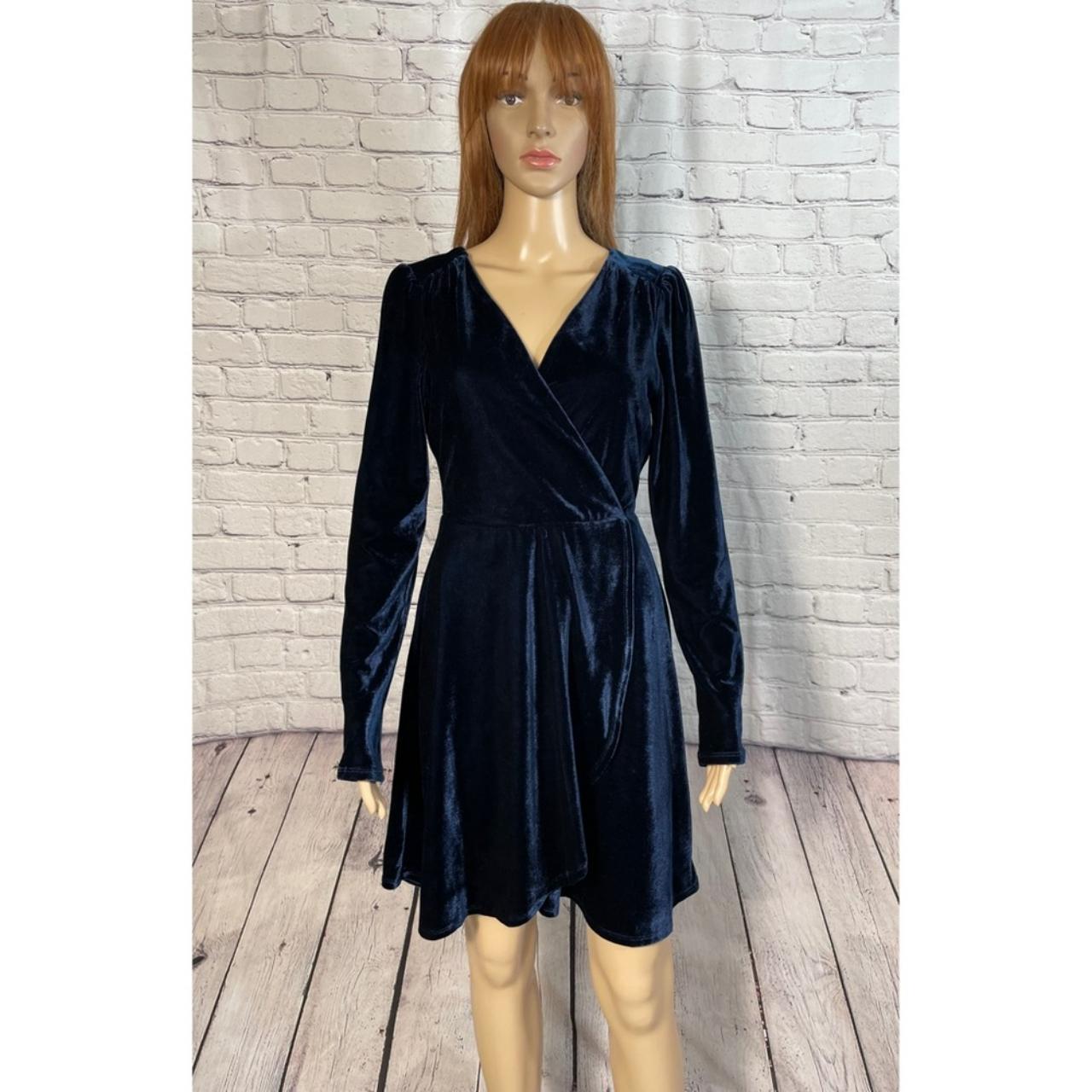 Aqua blue velvet dress best sale