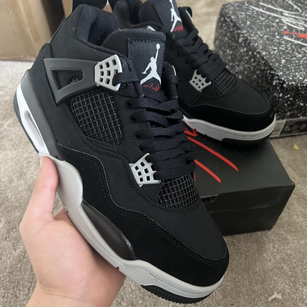 Jordan 4 black canvas Size 9 available Fast... - Depop