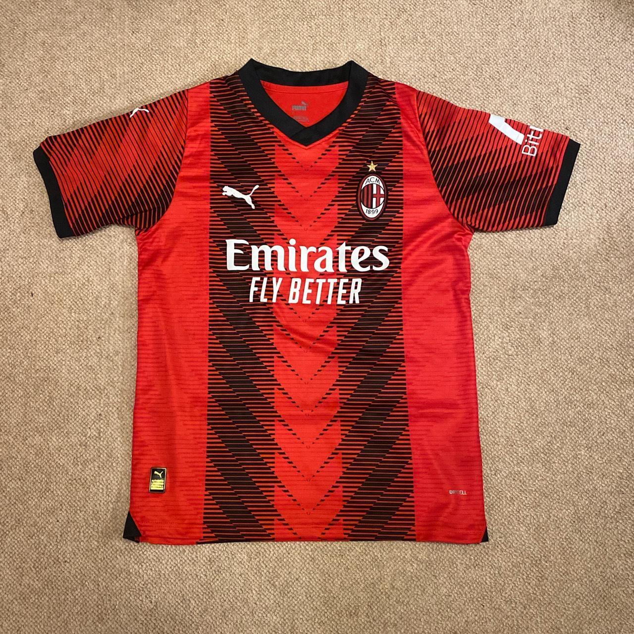 Ac Milan 23 24 Home Shirt, Worn Once So The Label At - Depop